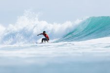 JINZUN HARBOR, TAITUNG COUNTY, TAIWAN - NOVEMBER 9: Ketut Agus of Indonesia  surfs in Heat 12 of the Round of 64 at the Taiwan Open of Surfing on November 9, 2023 at Jinzun Harbor, Taitung County, Taiwan. (Photo by Cait Miers/World Surf League)