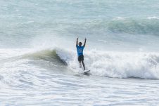 JINZUN HARBOR, TAITUNG COUNTY, TAIWAN - NOVEMBER 12: Oney Anwar of Indonesia  surfs in Heat 3 of the Round of 16 at the Taiwan Open of Surfing on November 12, 2023 at Jinzun Harbor, Taitung County, Taiwan. (Photo by Cait Miers/World Surf League)