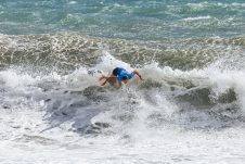 JINZUN HARBOR, TAITUNG COUNTY, TAIWAN - NOVEMBER 12: Paige Hareb of New Zealand surfs in Heat 4 of the Quarterfinals at the Taiwan Open of Surfing on November 12, 2023 at Jinzun Harbor, Taitung County, Taiwan. (Photo by Cait Miers/World Surf League)
